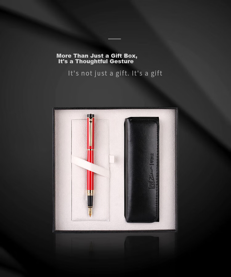 Pimio Fountain Pen Gift Box Set, Signature Pen, Pen Case Set for Business Office, Gift for Men And Women, Birthday Present, Student Handwriting Practice, Adult Gift Pen, 5510 Bright Red 2