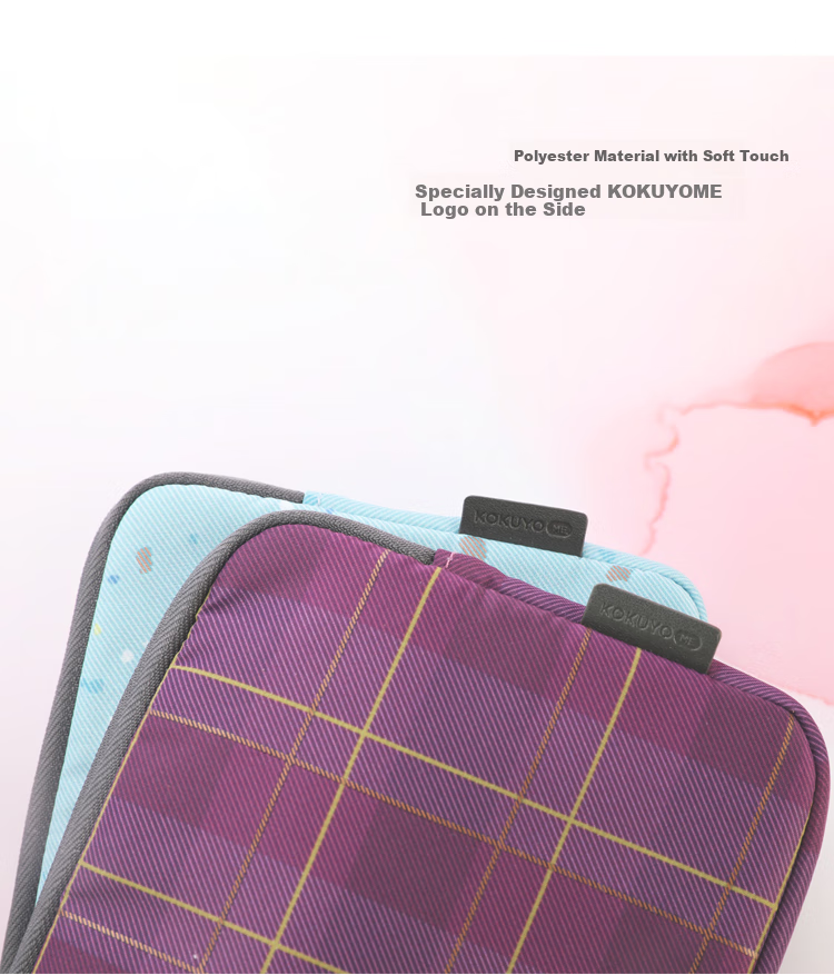 KOKUYO Imported ME Wild Account Flat Pouch Organizer Collection Stationery Bag Storage Bag Medium Size Berry Purple Plaid KME-LFPH201DV Back-To Season Large Capacity Student Party 6