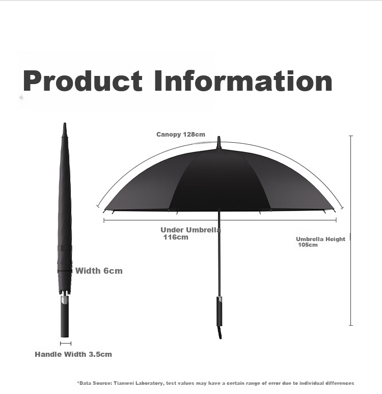 JD Original Black Knight PLUS Umbrella, 8-Rib Long Handle Umbrella, Large Reinforced Men's Waterproof Windproof Umbrella, for Rain And Shine, 25 Inches 116cm 13