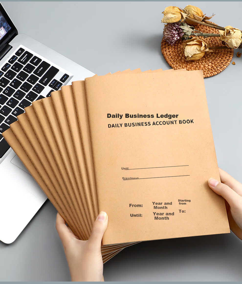 Jiaranheng 3-Pack B5 Kraft Paper Daily Business Ledger, Kraft Paper Physical Store Income Detail Book, Cash Diary, Expense And Income Book, Company Financial Accounting Book 10