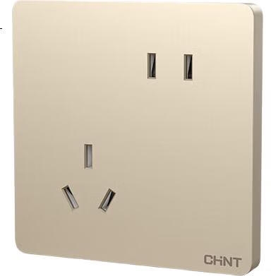 Выключатель настенный CHNT NEW6C, 86 тип, одноклавишный, двойное управление, цвет "Шампанское золото"