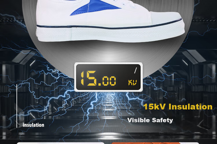 AN QUAN PAI Canvas Safety Shoes, 15KV Electrical Insulation Rubber Shoes, Anti-High And Low Voltage Labor Protection for Men And Women Z015(A) White Size 42 6