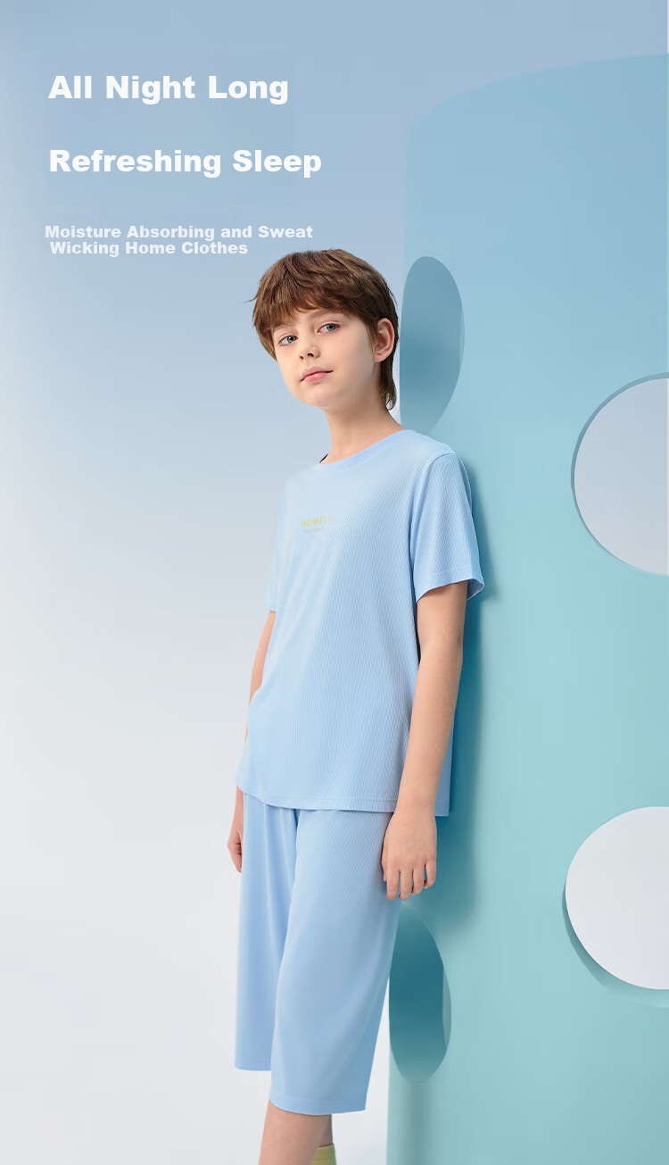 BALABALA Children's Pajama Set Summer Boys And Girls Home Wear Bamboo Fiber Breathable Comfortable for Outdoor Use 208225171204 1