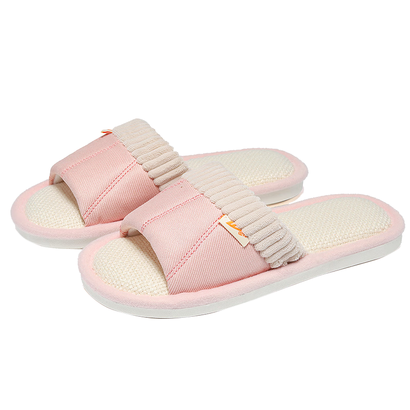 Huamei Jianbu Bamboo Woven Rattan Unisex Indoor Four-Season Anti-Slip Slippers HM1801 Rose Red Size 38-39