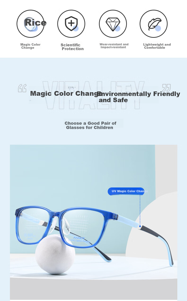 SEIKO Back-To Season ASSET Series Eyeglass Frames, Selected Youth Student Myopia Glasses Frame AK0090 BL 53mm 2