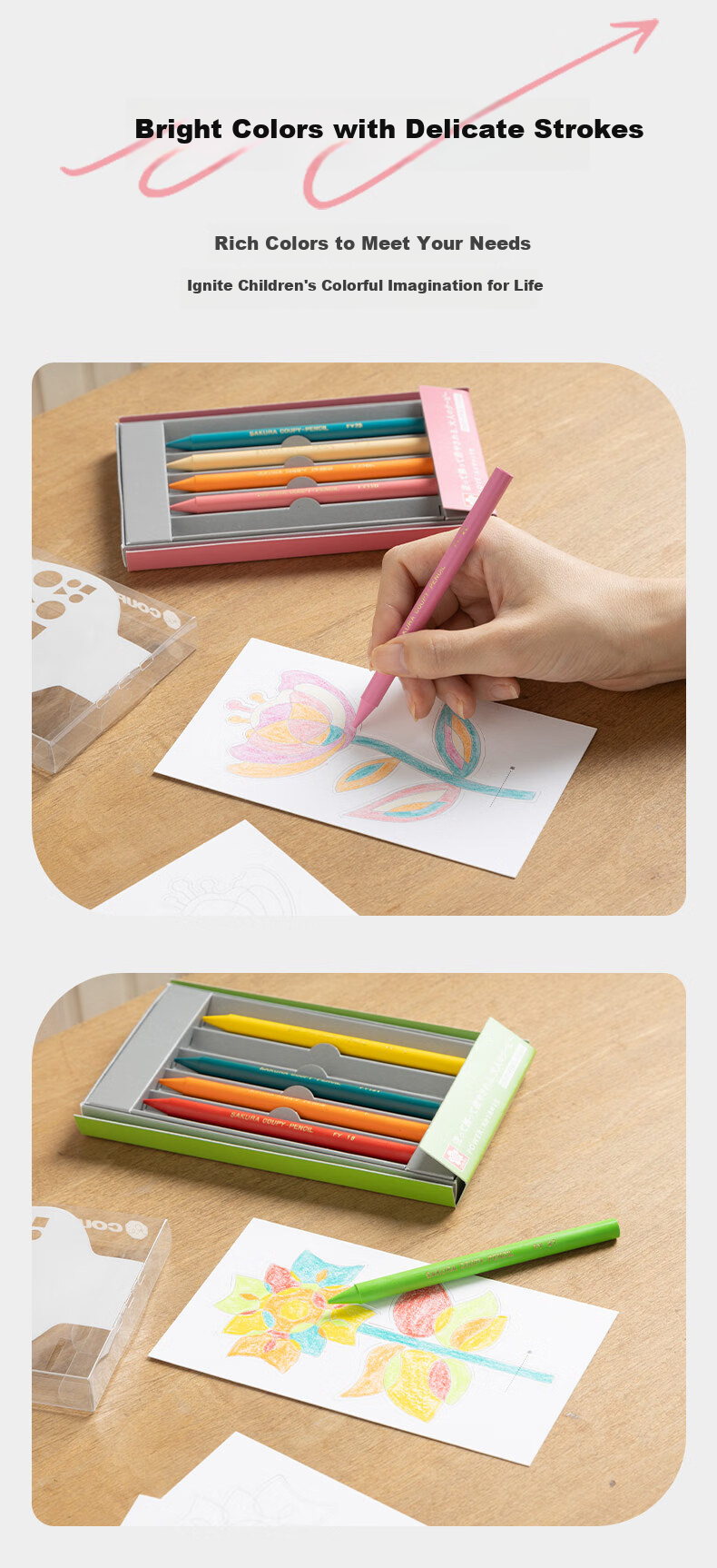 SAKURA ReCoupy Full-Core Non-Wood Colored Pencil Set for Beginners, Drawing Sketching Hand-Drawn Crayon Kit Gift - Can Draw Art And Sketch 3