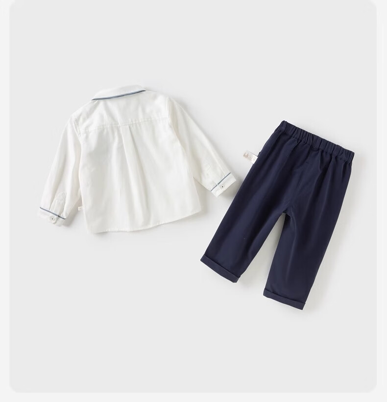 DAVE & BELLA Children's Long Pants Set, Autumn Wear for Boys, Casual Long-Sleeve Shirt, Preppy Style Two-Piece Set 8