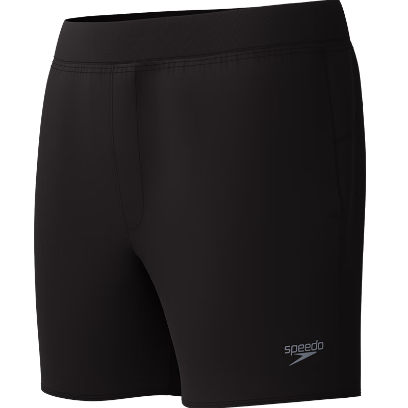 Speedo [Wang Shun's Choice] Cloud Feel Series Men's Swim Trunks, 16-Inch Beach Shorts, Outdoor Sun Protection, High Elasticity Quick-Dry, Black L