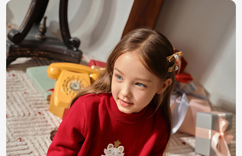David Bella Girls' Fleece-Lined Red Knitted Sweater Thickened Winter Christmas New Year Dress 5