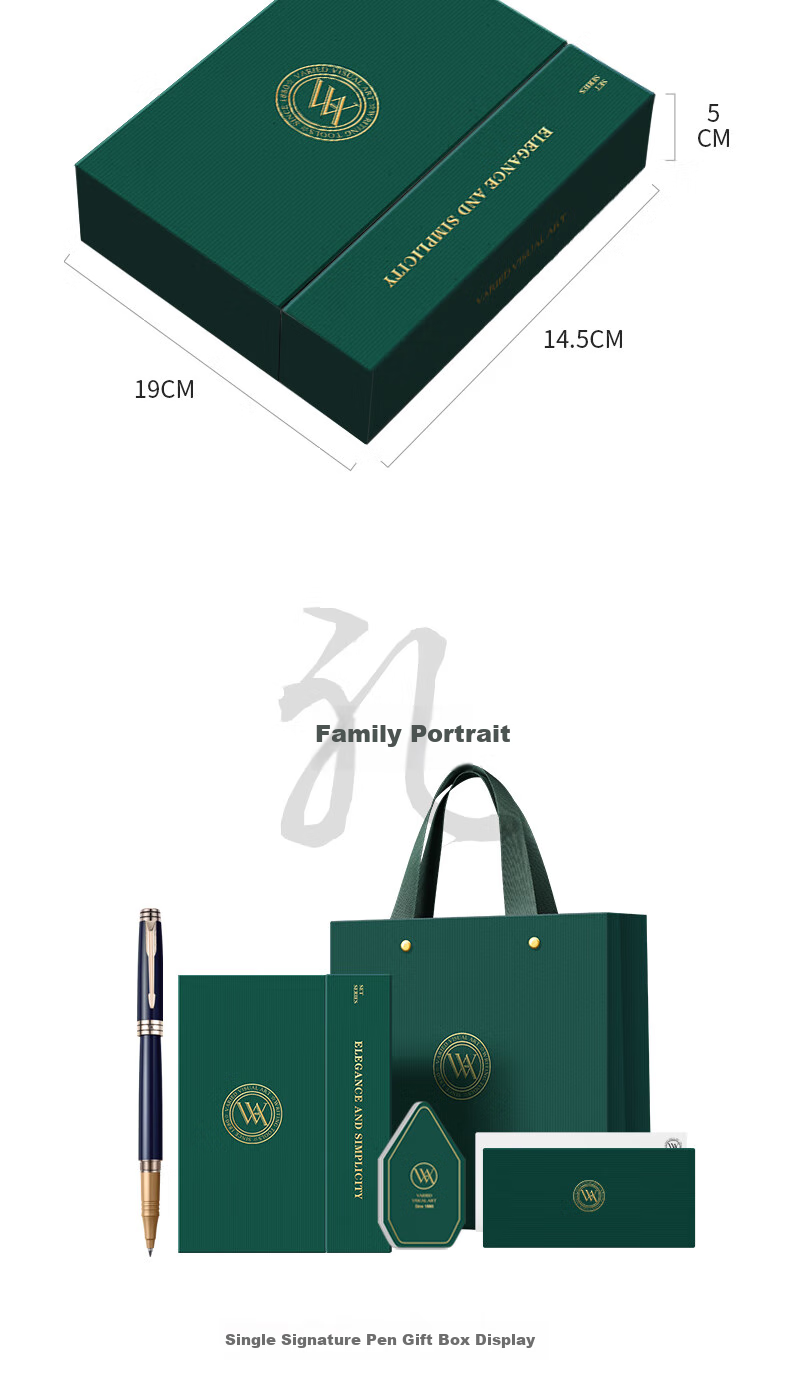 V.V.A [Mid-Autumn Festival And National Day Stationery Gift] Ballpoint Pen, High-End Business Pen for Men, Signature Pen for Women, Office Signing Pen, Gift for Teachers And Students, Gift Box Set, Ink Blue, 0.5mm 2