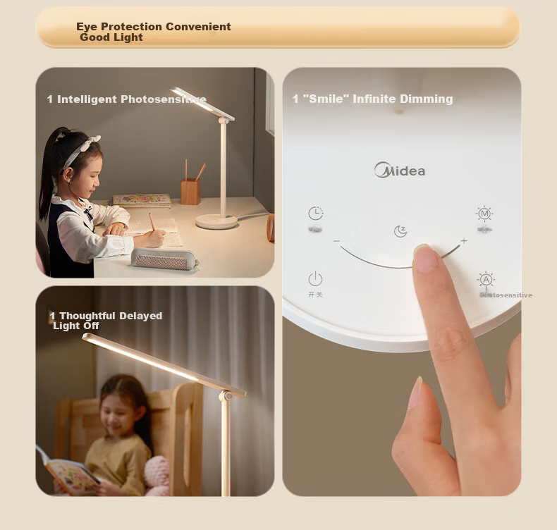 Midea AAAAA Certified Eye Protection Study Lamp [Renovation Subsidy] Children's Home Bedroom Dormitory Desk Reading Writing Table Lamp 3