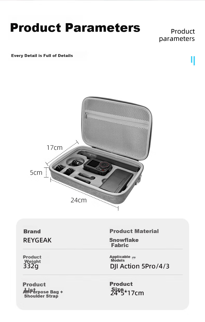 REYGEAK Compatible with DJI Action 5 Pro/6 Storage Bag, Portable Osmo Nano Action 4/3 Action Camera Backpack, Shooting Kit, Hard Shell Protective Accessory Box, Shockproof 12