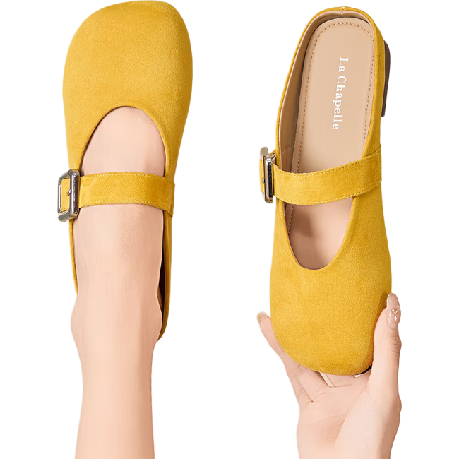 LA CHAPELLE Women's Open Toe Flat Soft Sole Commuting Sandals - 5312-2 Yellow Size 38