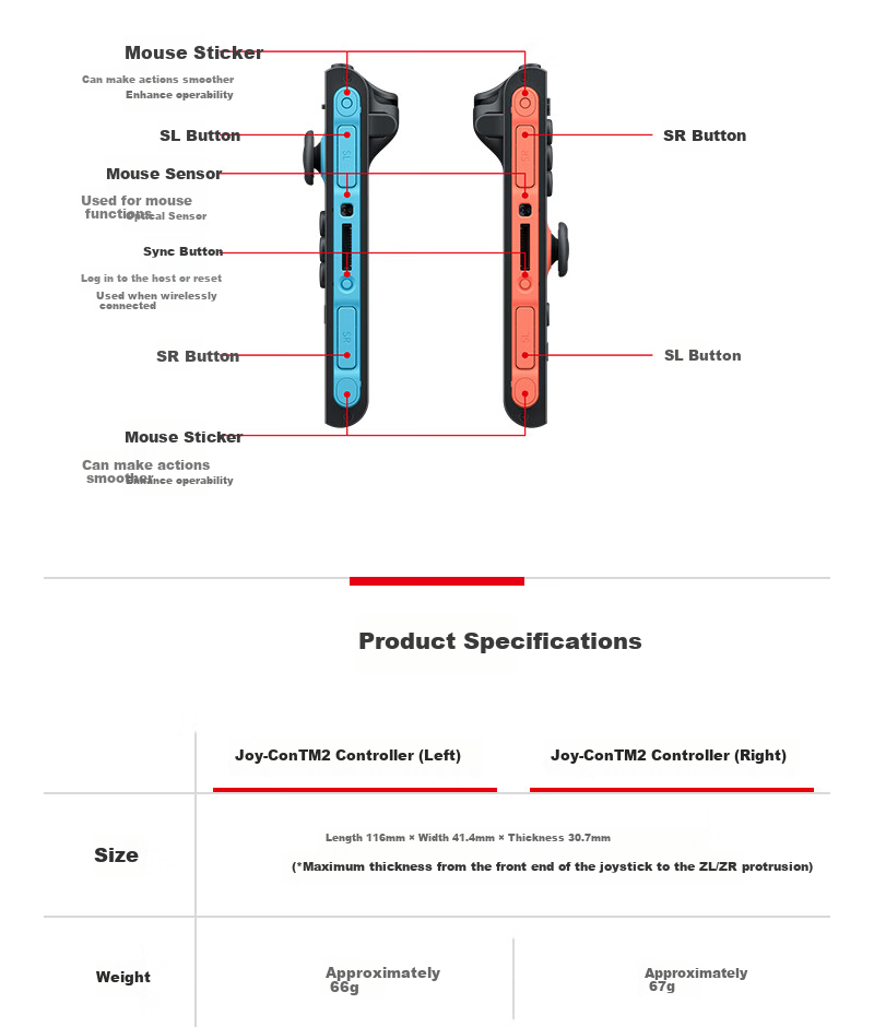 Nintendo Switch Joy-Con Controller for Switch 2 Hong Kong Version, Left And Right Gray Control Accessories, Casual Family Gathering Birthday Gift Bluetooth Gamepad 13