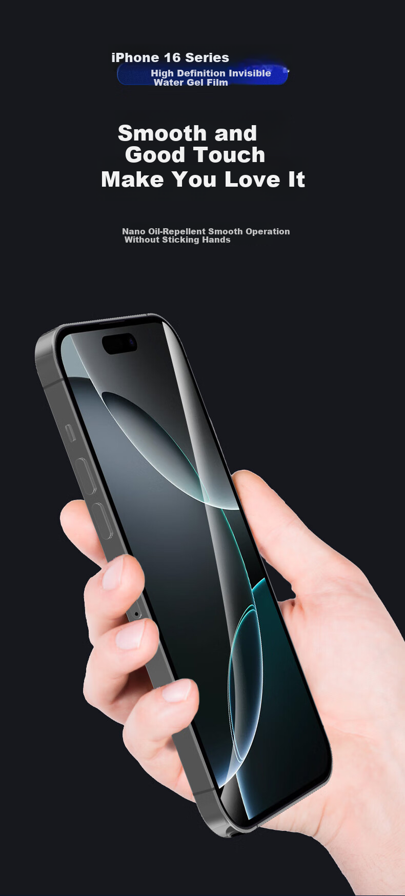 Smorss [2-Pack + Tool] IPhone 16/15 Screen Protector, IPhone 16/15 Full Adhesive High-Definition Hydrogel Film, Non-Tempered Glass, Highly Transparent, Shockproof, Anti-Fingerprint, Ultra-Thin Front Protective Film 4