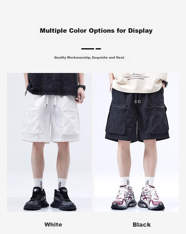 Wassup Sohot [Two-Piece Set] Men's Shorts, Summer American-Style Cargo Shorts, Ice Silk Cool-Feeling Five-Point Sports Pants for Me 4