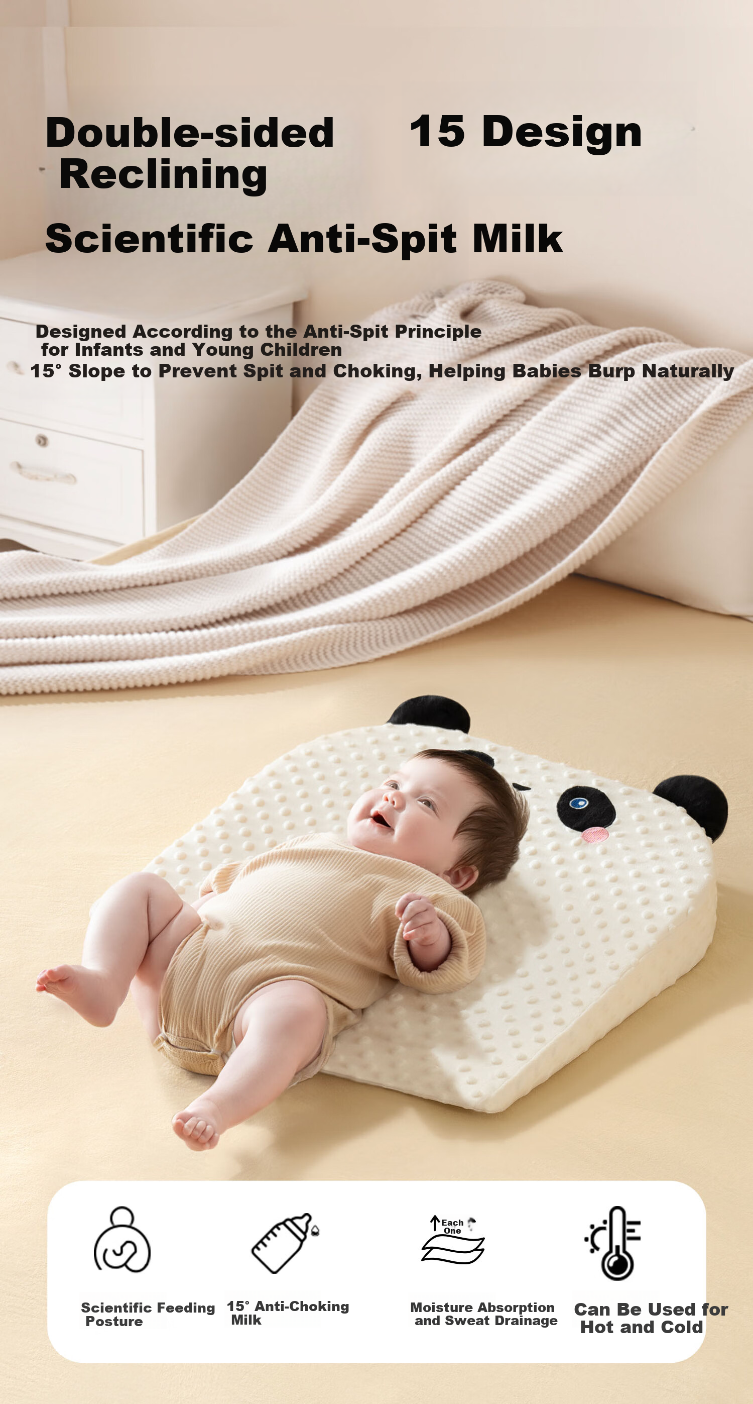 Moertu Baby Anti-Reflux Ramp Pad, Feeding Ramp Pillow, Newborn Anti-Spill, Anti-Choke, Anti-Colic Lying Feeding Aid 1