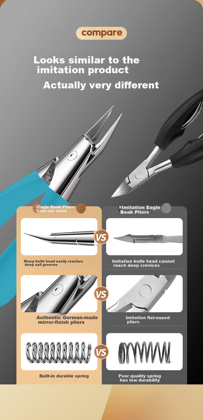 Huanlinkai Ingrown Toenail Specialized Nail Clipper, Pedicure Tool, Eagle Beak Pliers, Ingrown Toenail Scissors, Stainless Steel Nail Care Tool 2
