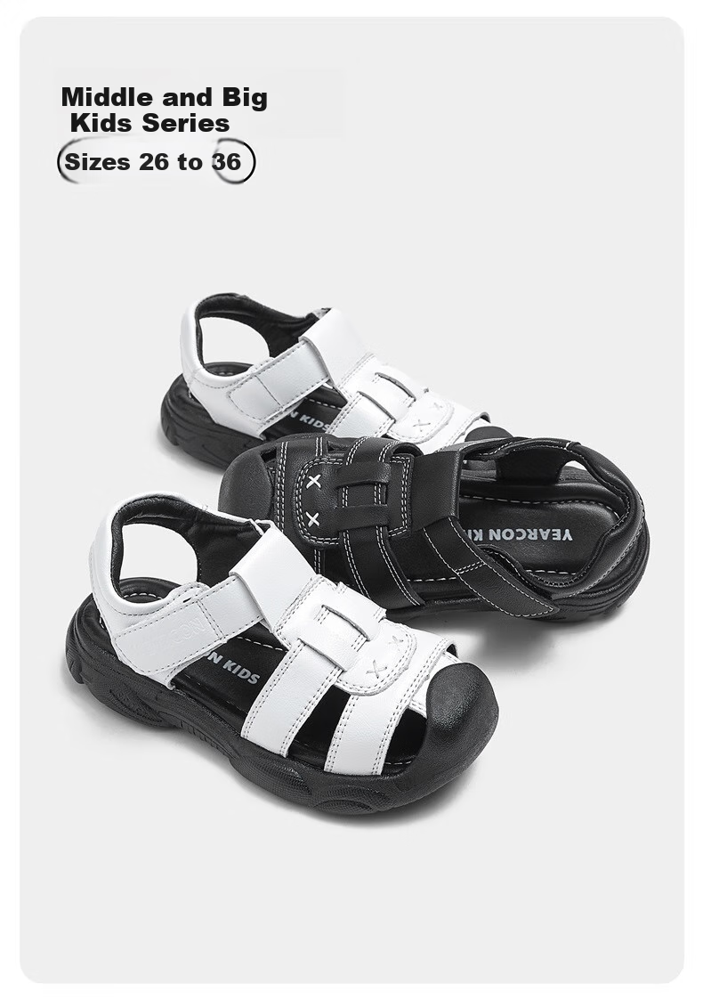 Yearcon Kids Summer Non-Slip Boys Beach Sandals Protective Toe Soft Sole Baby Sandals Black Size 27 2