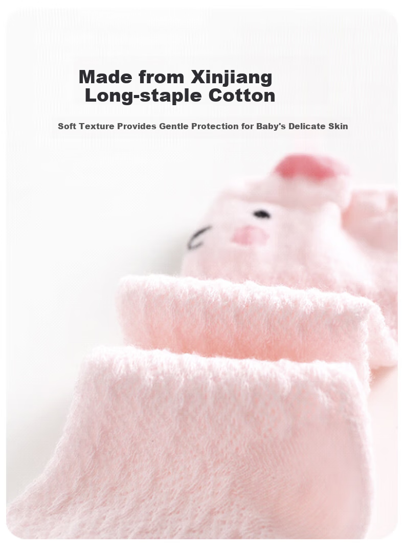 Aibao Baby Long Tube Socks Summer Thin Mesh Over-the-Knee Socks Newborn Unisex Solid Cotton Socks 3 Pairs M Size T296 2