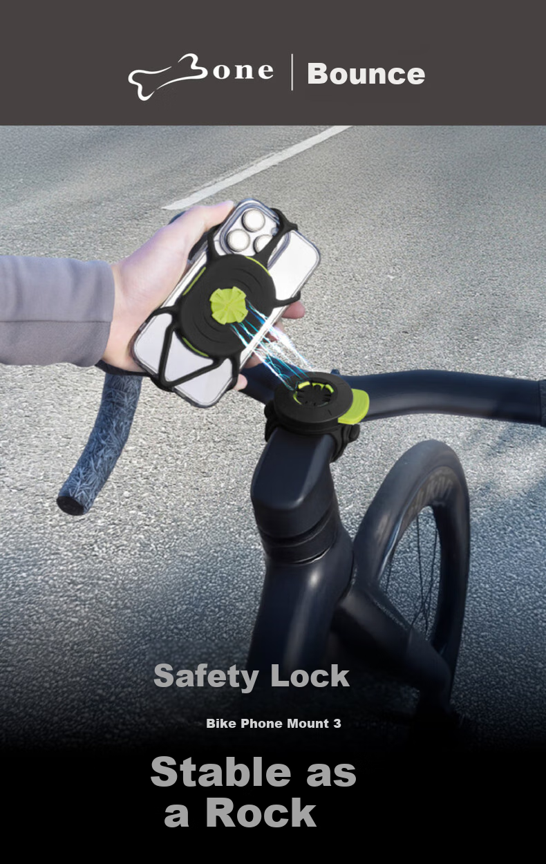 Bone Road Bike Phone Mount with Integrated Handlebar Magnetic Lock, Stable Anti-Shock Quick-Release Design Compatible with GARMIN Cycling Computers 1