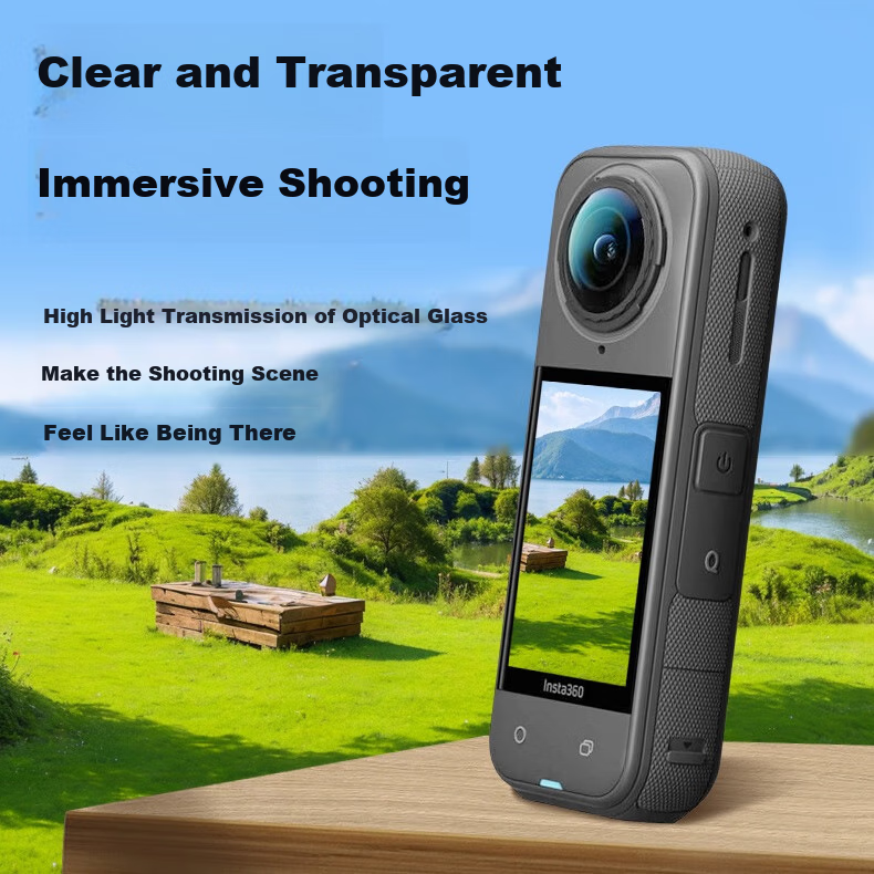 Qiye Lens Protector, Tempered Glass Film, Glass Protective Case, Suitable for Insta360 X5 Panoramic Camera Accessories, Instax5 Protective Cover, Glass Version X5 3