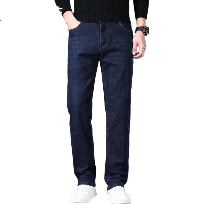 Мужские джинсы JEANSWEST, осень-зима, свободный прямой крой, трендовые универсальные брюки, темно-синие, размер 34
