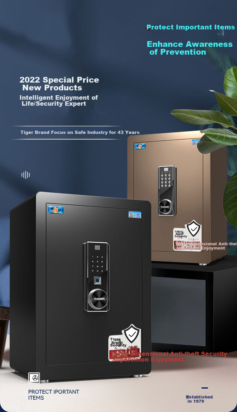 Hupai Safe for Home And Office, Small Fingerprint Password Security Cabinet, All-Steel Anti-Theft, Can Be Built into Wall Or Cabinet, Safe Box, Boho Series, 60cm, Piano Black 1