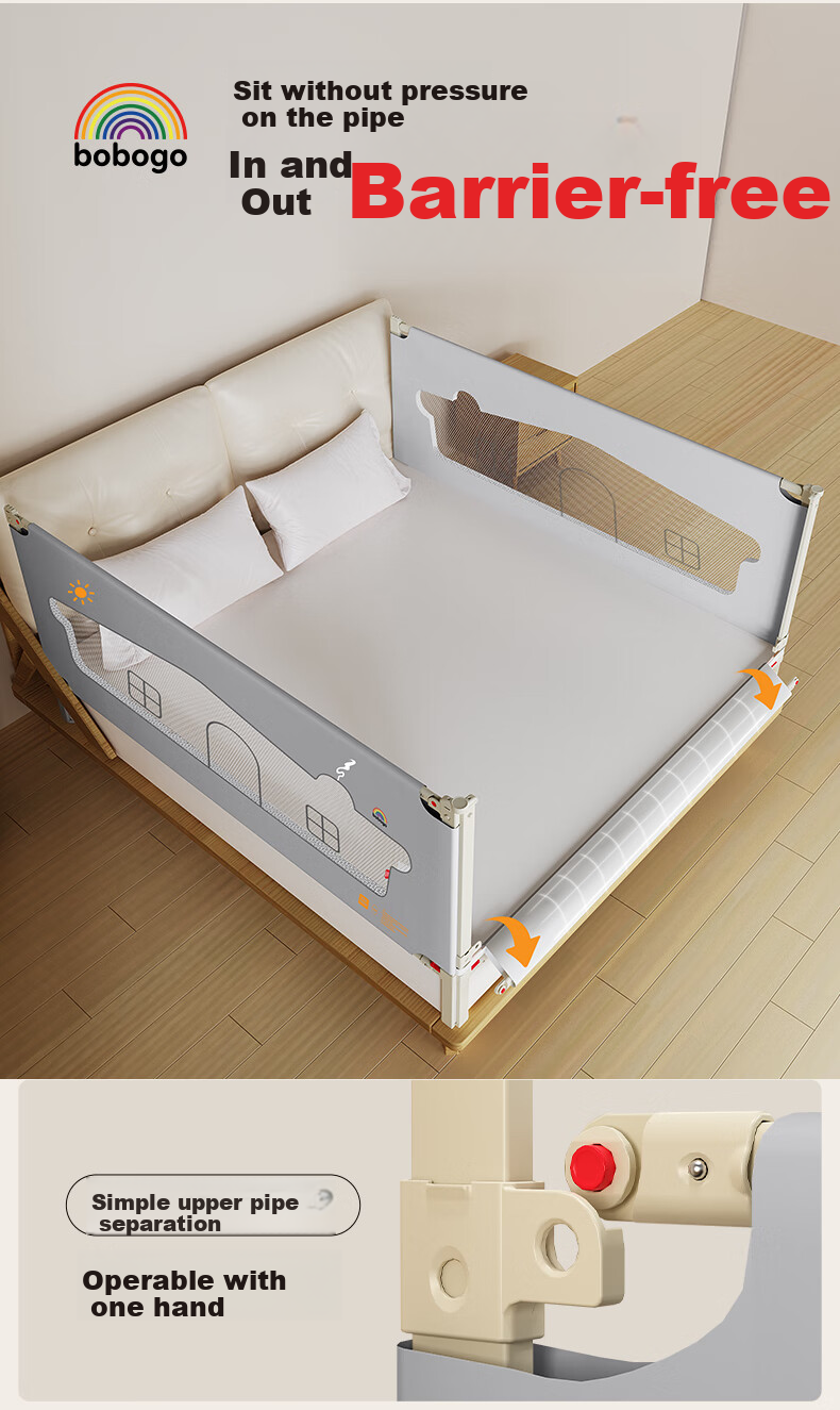 BOBOGO Baby Crib Guardrail, Anti-Fall Protection Rail, Bedside Barrier, No Drilling Required, Bed Guardrail, One Side 1.5 Meters 7