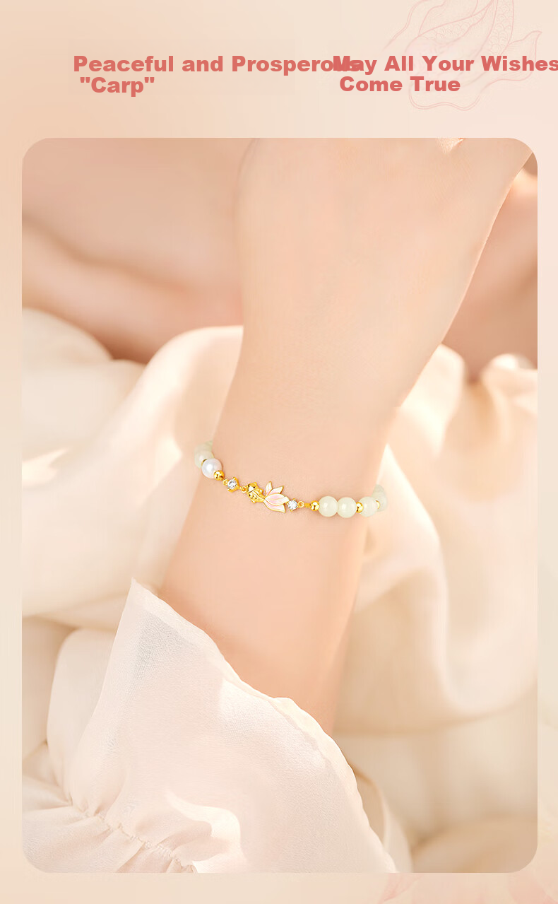 GLTEN Lucky Koi And Hetian Jade Bracelet, Pure Silver Bracelet for Women, New Style Birthday Anniversary Gift for Girlfriend Or Wife 3