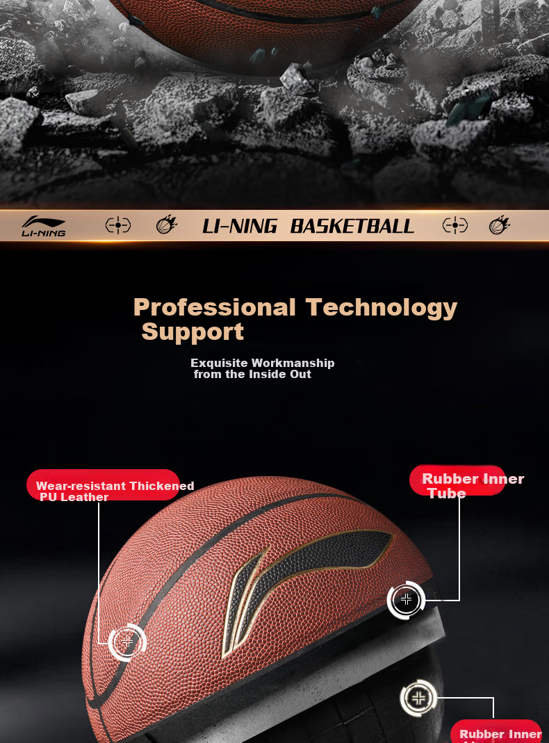 Li-Ning Basketball Size 6 for Women, Indoor And Outdoor Non-Slip Wear-Resistant CBA Match Training Middle School Exam Youth Size 6 Basketball Gift 9