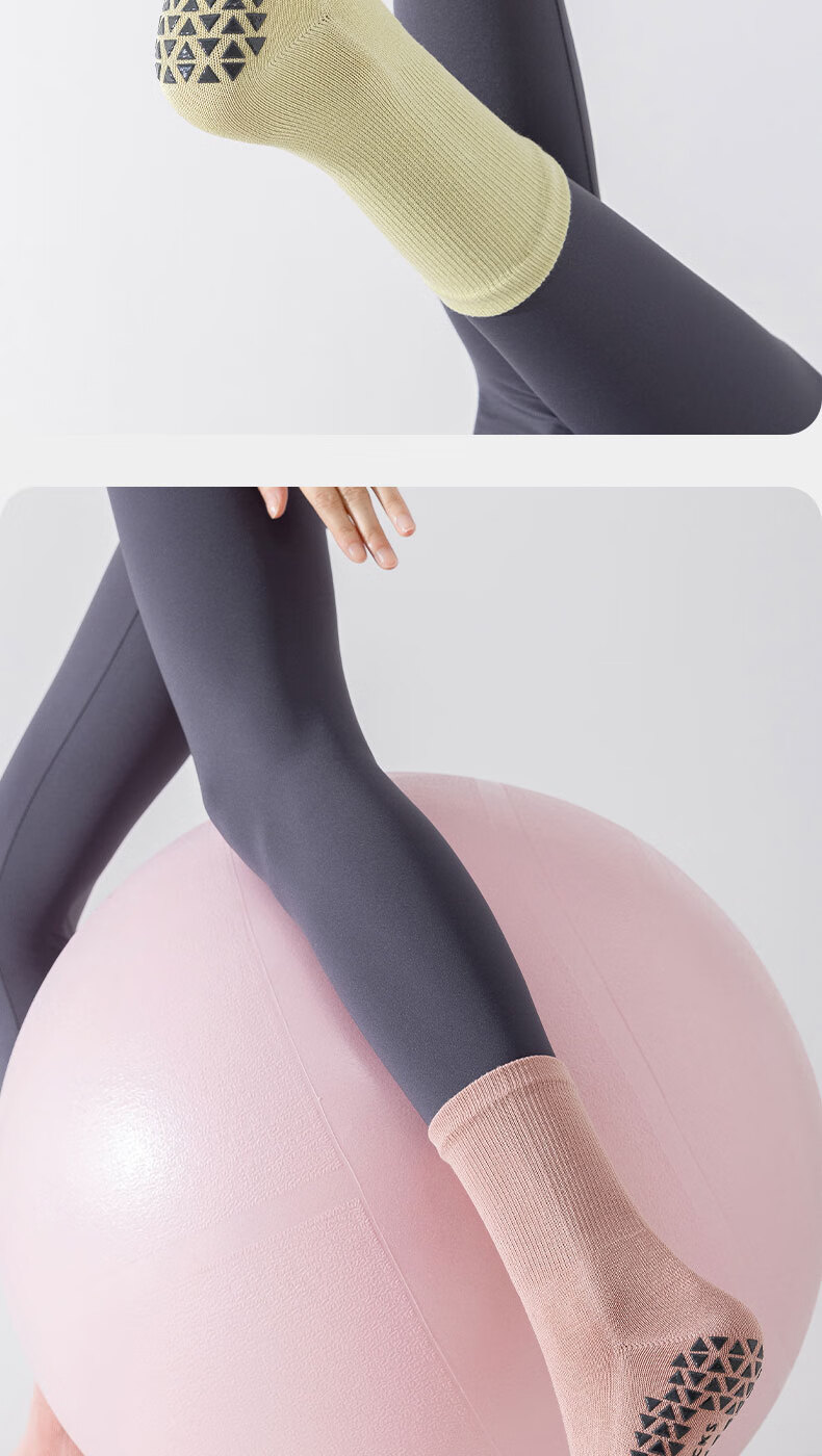Ziyouxi Women's Yoga Socks 2 Pairs Mid-Calf Non-Slip Pilates Five-Toe Sports Dance Fitness Summer 8