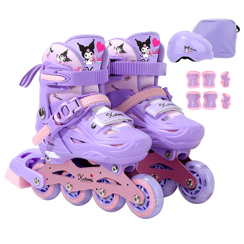 Mesuca x Kuromi Kids Beginner Professional Roller Skates Light-Up Wheels Christmas Gift