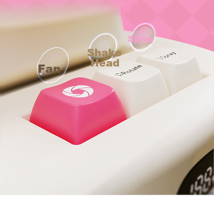 Big Ear Fox Disney Desktop Mini Fan Mist Cooling Small Air Conditioner Bladeless Oscillating USB Rechargeable Student Dormitory Desk Small Electric Fan Long Battery Life Strawberry Bear 8