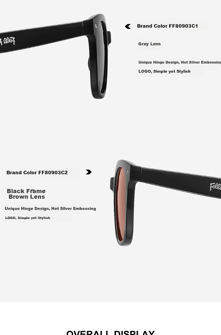 FOLLI FOLLIE Sunglasses, Greek Fashion Brand, Versatile Large Frame Sunglasses, Sun Protection, Unisex Style, Polarized Lenses, 80903, Back to School 2