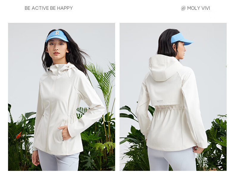 MOLY VIVI Slim Waist Soft Shell Jacket for Women, Waist-Cinching Coat, Spring And Autumn New Style, Windproof And Waterproof Outdoor Hiking Wear, Moli Weivei 19