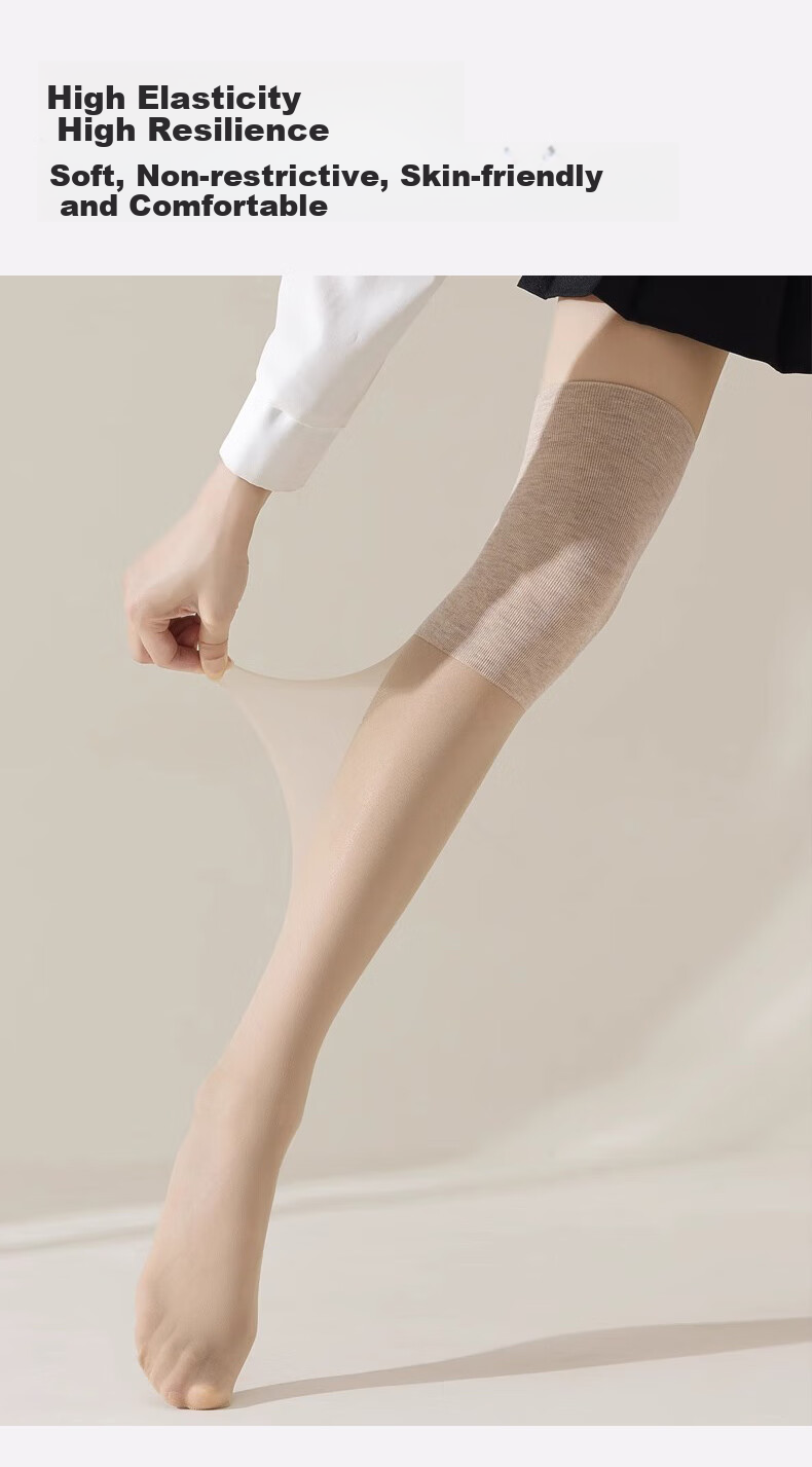 Dushiliren 3 Pairs of Women's Socks, Knee-Protecting Socks for Air-Conditioned Rooms, Warm Over-Knee Non-Slip Summer Long Stockings for Cold Legs, Skin Color 5