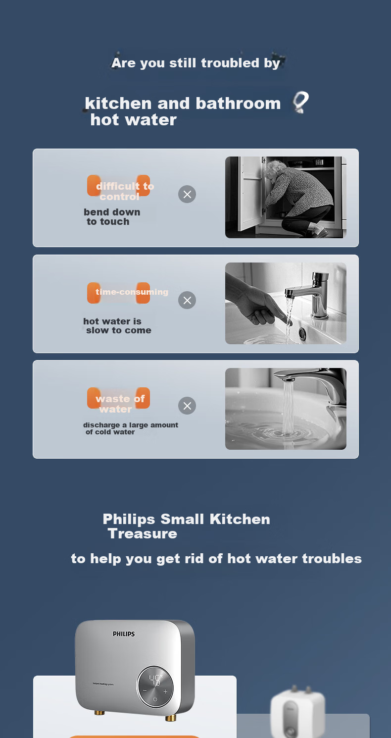 PHILIPS Instant Hot Water Dispenser, Smart Voice Control, 5500W Stepless Frequency Conversion, Unlimited Water Capacity Kitchen Hot Water Dispenser, No Storage Required AWH2302 2