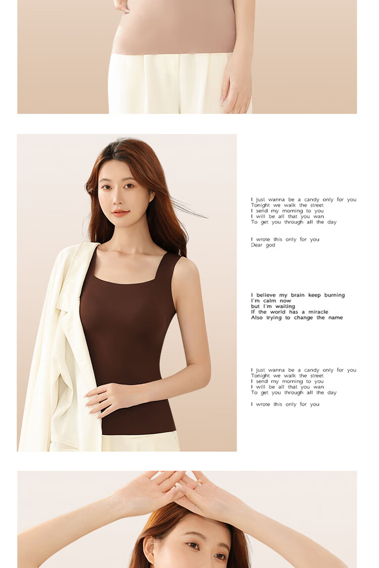 GUJIN Lightweight Warm Vest Women's Thermal Autumn Winter Bra-Free Innerwear Base Layer Camisole Skin-Friendly M 13