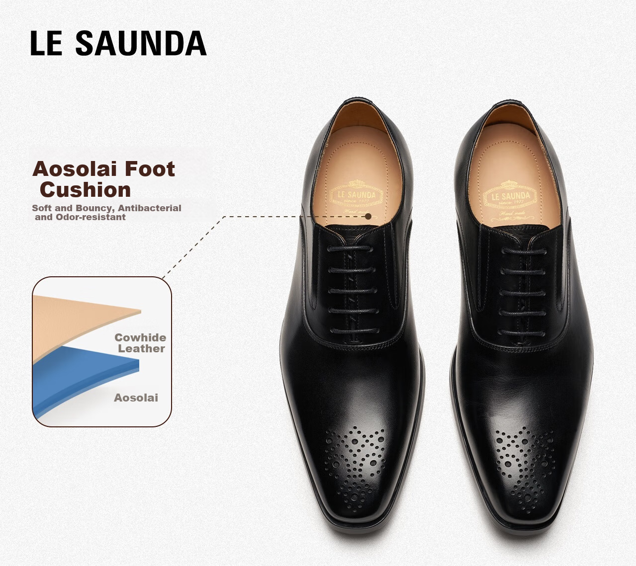 Le Saunda 2026 New Style [Gentleman Character] Lace-Up Business Formal Leather Shoes for Men 09708, Black BKL, Size 41 2