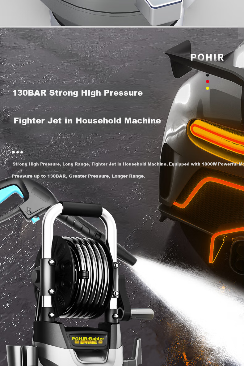 POHIR Car Washing Machine High-Pressure Water Gun, Household 220V Car Washer, Powerful Floor Cleaning Machine for Courtyard [Best-Selling Product] 9