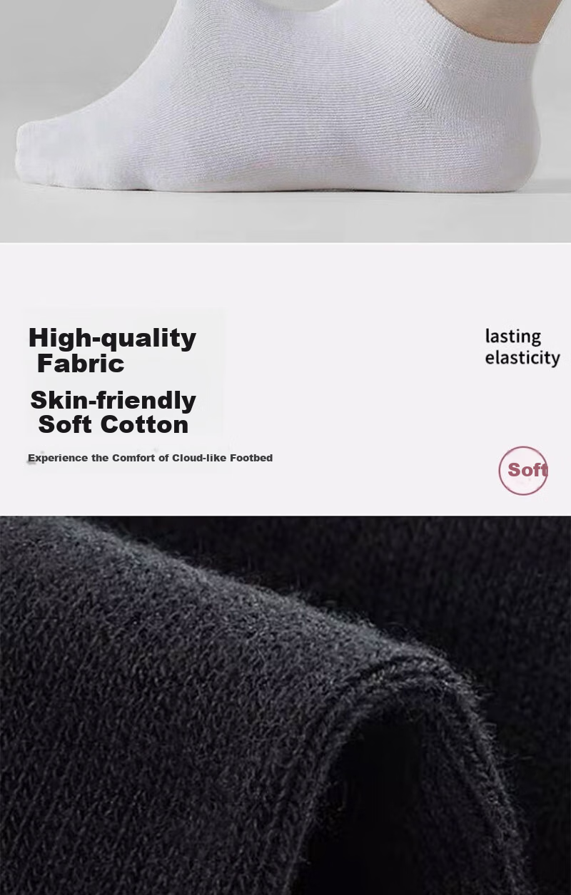 Mianshisan Anti-Cracking Socks for Men, Combed Cotton Short Socks, Summer Thin Style, Foot Protection, Heel Care, Dry Cracking Prevention, Moisturizing And Anti-Friction, 5 Pairs, Tt 6
