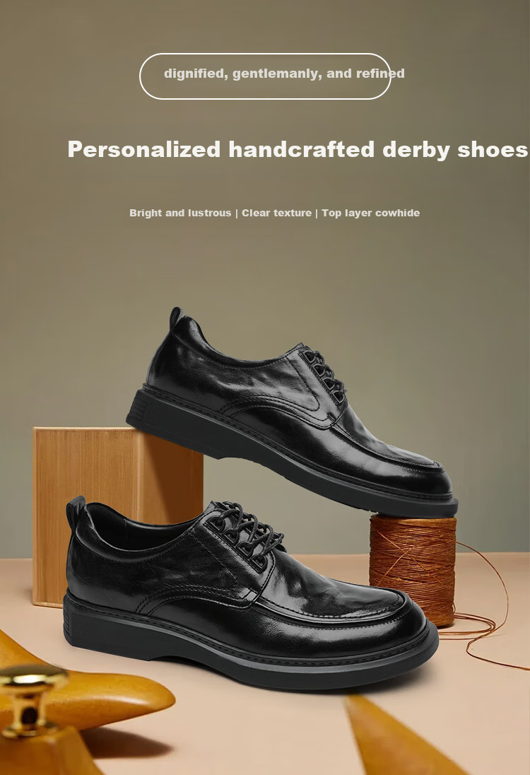 Goldlion Men's Shoes, Urban Formal Leather Shoes, Comfortable And Durable Derby Shoes, 50823024440A, Brown, Size 43 1