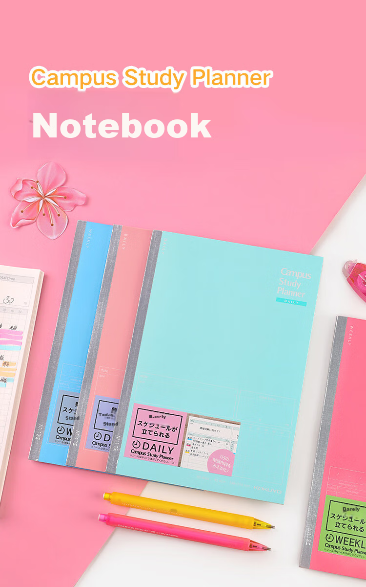 KOKUYO Imported Notebook, Study Planner, Weekly Schedule Book, B5/27 Sheets, Pink, 1 Pack, NO-Y80MW 1