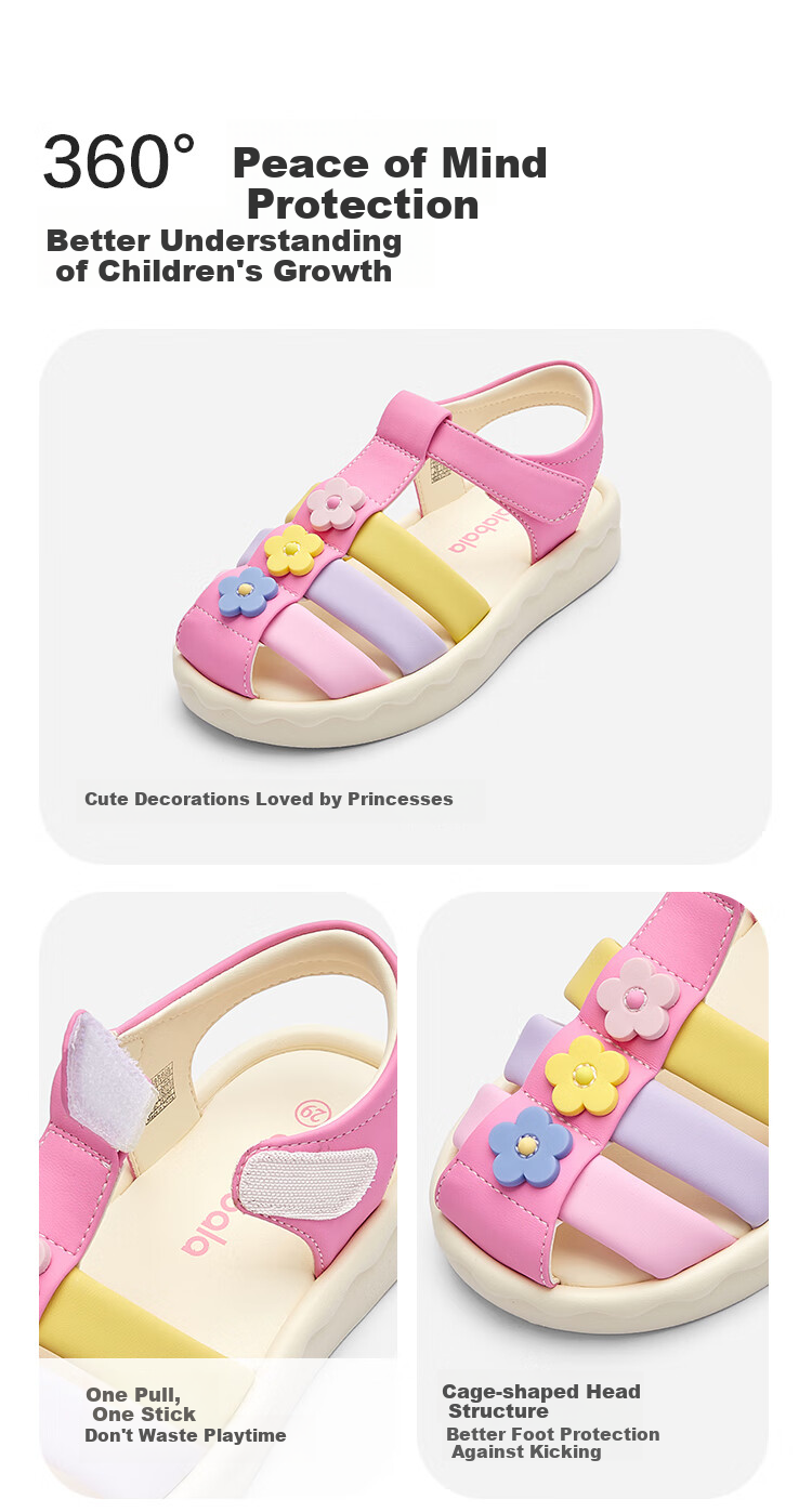 BALABALA Children's Sandals, Girls' Shoes, Summer 2025 Soft-Soled Roman Sandals, Closed-Toe Beach Shoes, 208225141009 2