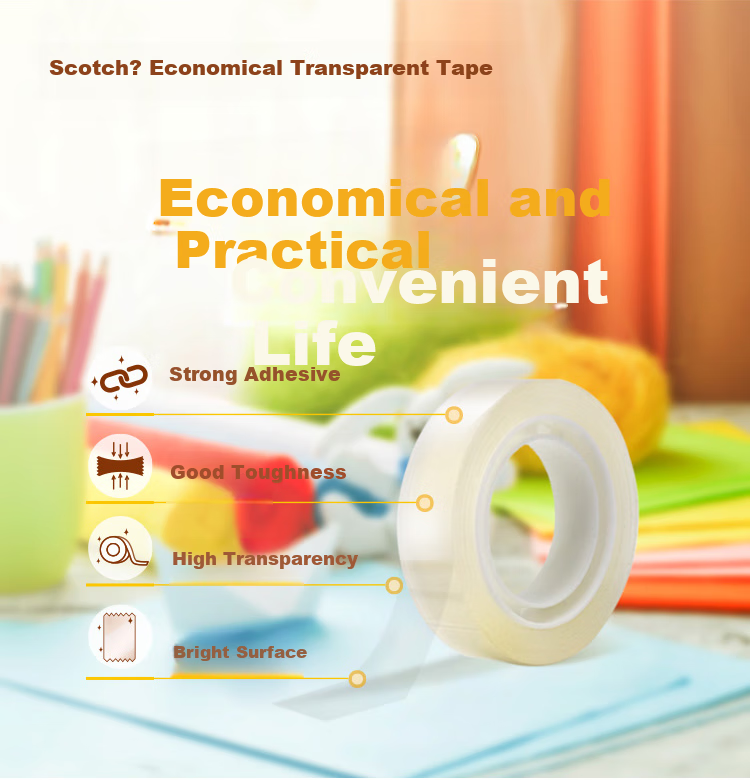 3M Scotch Tape, High-Efficiency Strong Transparent Tape, 500-QS, 18mm×15m, 8 Rolls 5