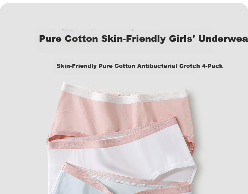Hzasz 4-Pack Girls' Underwear, Pure Cotton, for Ages 13-15, Puberty Shorts, High School Teenage Girls' Triangle Panties 2