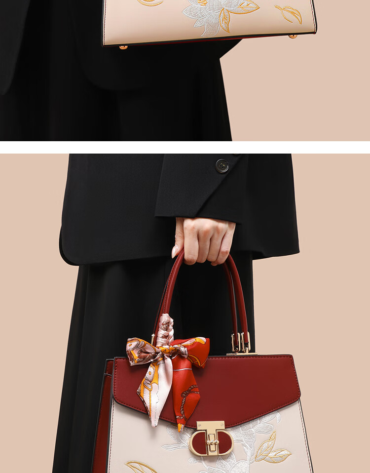 Viney Leather Handbag, Women's Bag, Tote Bag for Mothers, Middle-Aged Crossbody Bag, Wedding Bag, Practical Birthday And Mother's Day Gift for Mom 5
