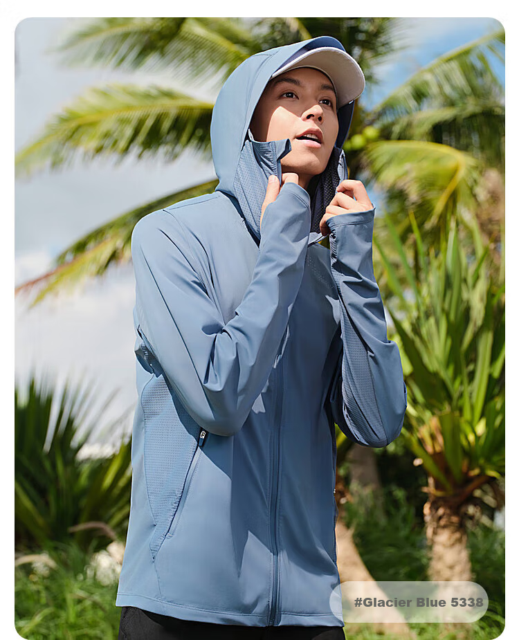 BOSIDENG Sun Protection Jacket for Men, Summer Outdoor Ice Silk Original Yarn Fishing Shirt, Cool Breathable Sports Cycling Hooded Coat 23