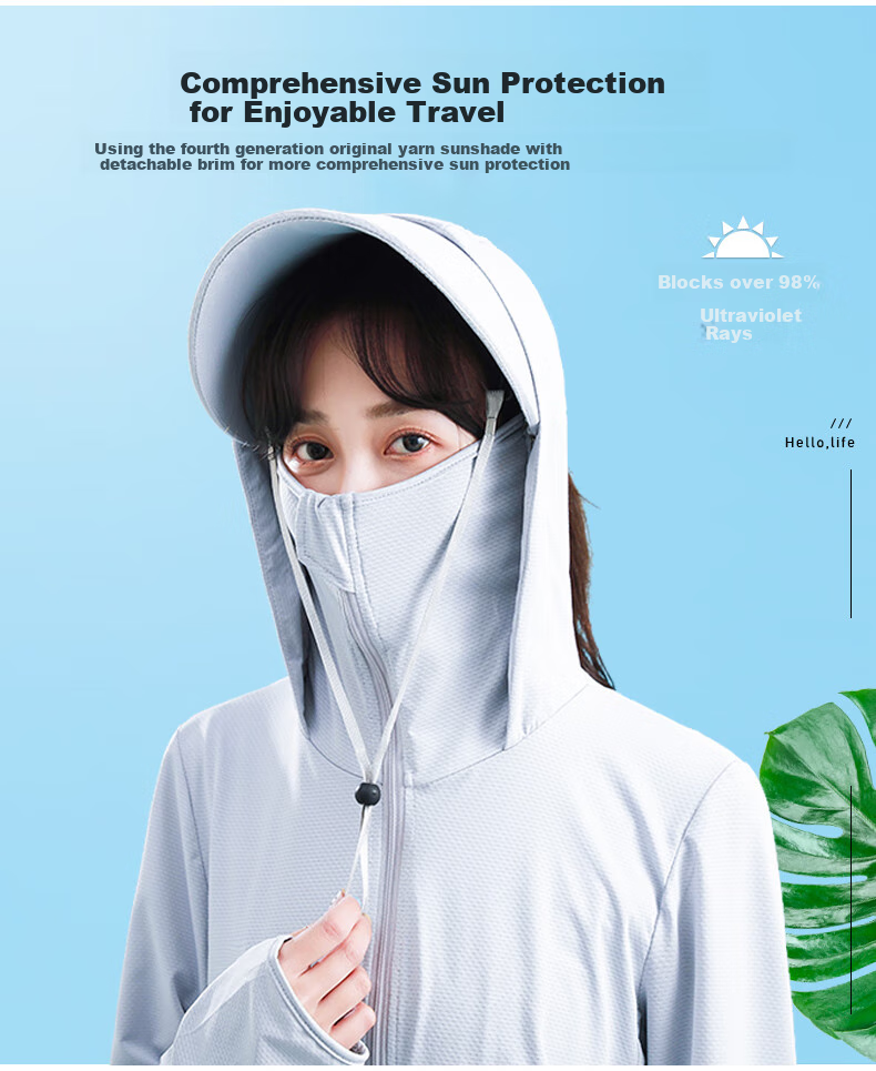 MiiOW Sun Protection Clothing for Women, Spring And Summer, Ice Silk Cool-Feeling, UV-Resistant, Breathable, Outdoor Shawl, Skin Coat FW543 2
